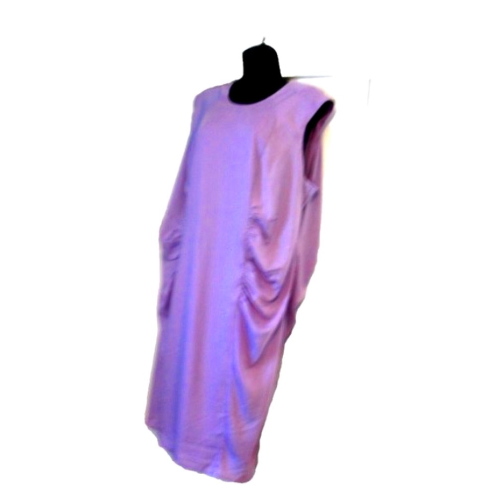 hal Rubenstein designer vintage Dress Lavender, sleeveless Side Ruching 24W